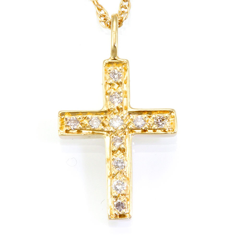 Cross Diamond Pendant in 14K Yellow Gold