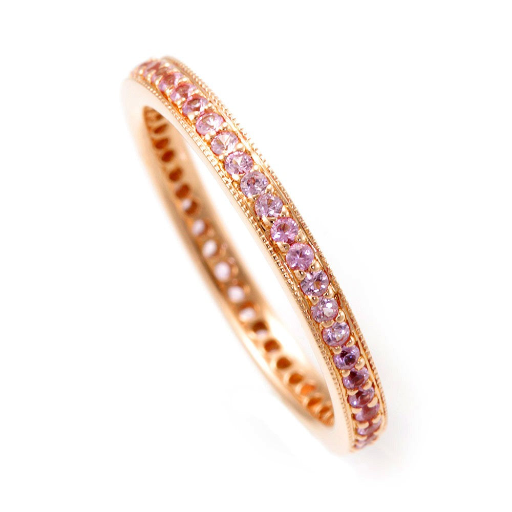Pink Sapphires Eternity Ring in 18K Yellow Gold