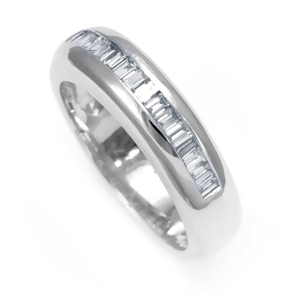 Baguette Diamond Ladies Band in 14K White Gold