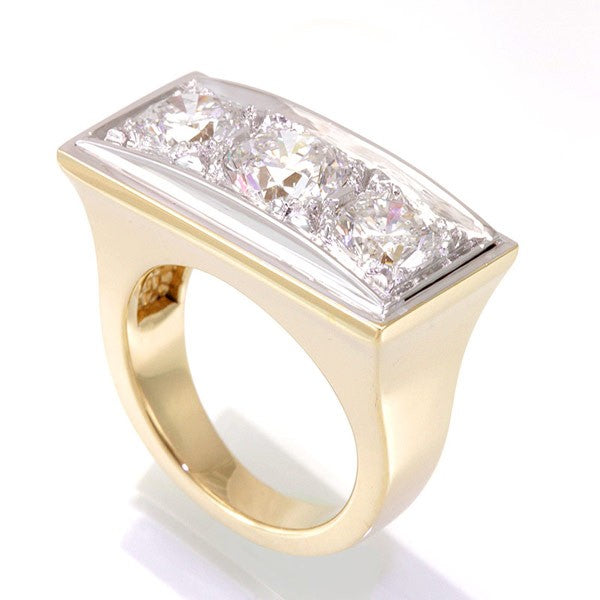 3 Stone Ladies Ring in 14K Two Tone